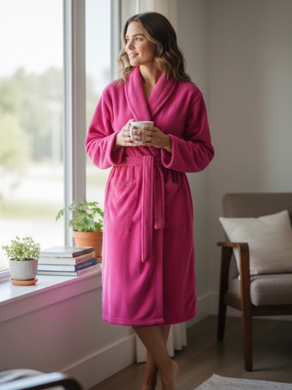 Laura Ashley Plush Fleece Robe Pink Size Small